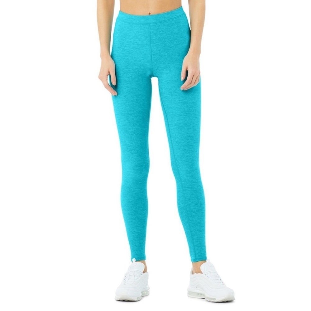 High Waist Alosoft Flow Legging - Bright Aqua Heather Medium